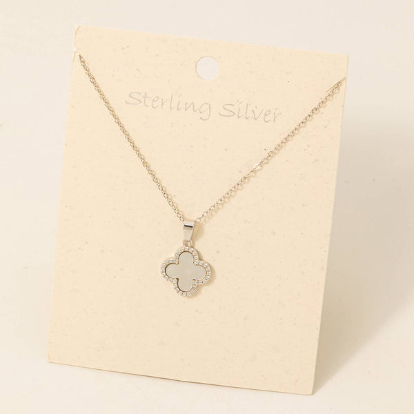 Fame Accessories - Sterling Silver Clover Pendant Necklace: GMO