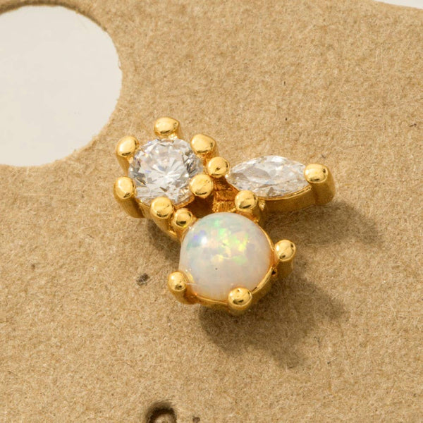 Fame Accessories - Mini Triple Rhinestone Stud Earring: G