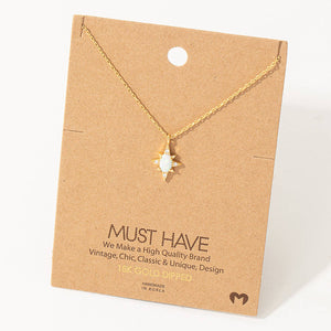Fame Accessories - Mini Star Opal Pendant Necklace: G