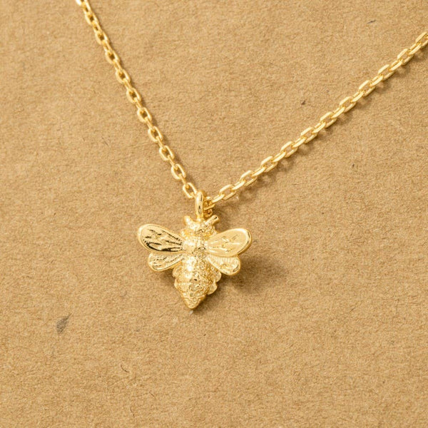 Fame Accessories - Gold Dipped Mini Bee Pendant Necklace: G