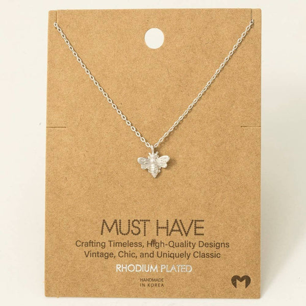 Fame Accessories - Gold Dipped Mini Bee Pendant Necklace: G