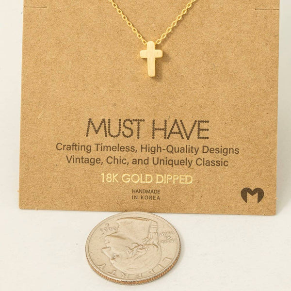 Fame Accessories - Dainty Mini Cross Pendant Necklace: S