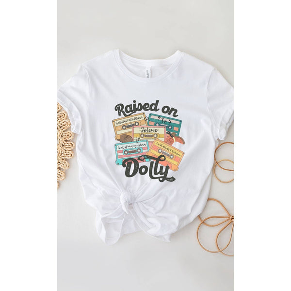 Raised On Dolly Cassette Country Music Western Graphic Tee: CREAM / M