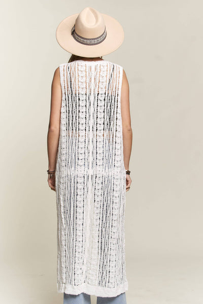 Madelyn - LEJ3614-CARDIGAN CROCHET SLEEVELESS: ML / BEIGE