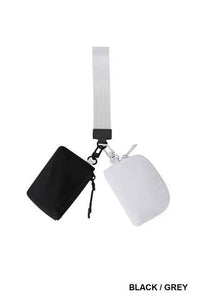 Vanilla Monkey - Dual Pouch Wristlet Keychain Wallet: BLACK/GREY / 1 (ONE SIZE)