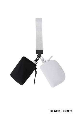 Vanilla Monkey - Dual Pouch Wristlet Keychain Wallet: BLACK/GREY / 1 (ONE SIZE)