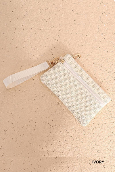 Vanilla Monkey - Boho Woven Straw Wristlet Wallet Bag: BLACK / 1 (ONE SIZE)