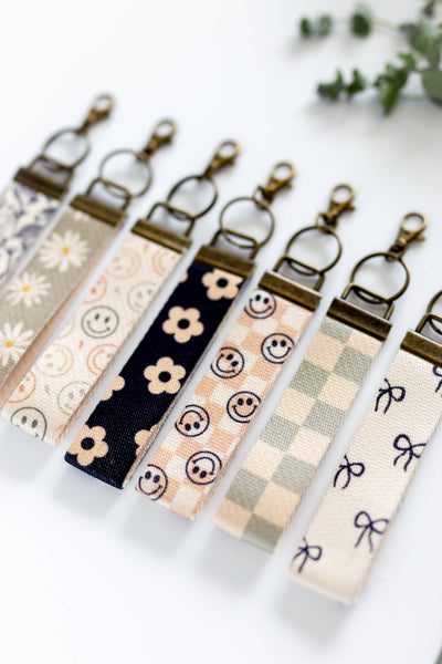 Frederick Family Co. - Canvas Wrist Keychain Lanyard, Custom Lanyard, Key Fob Wrist: #14 Boho Checker / 1.25 Inches Wide (size pictured)