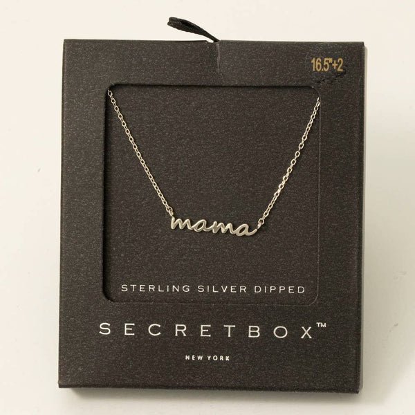 Fame Accessories - Secret Box Gold Dipped Dainty Mama Pendant Necklace: GD