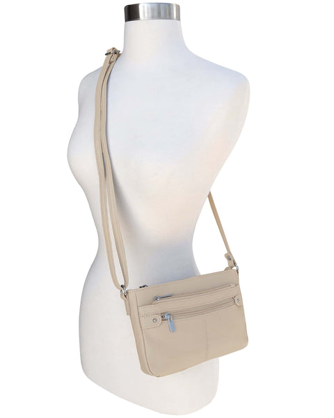 W007 cowhide leather crossbody: Cream