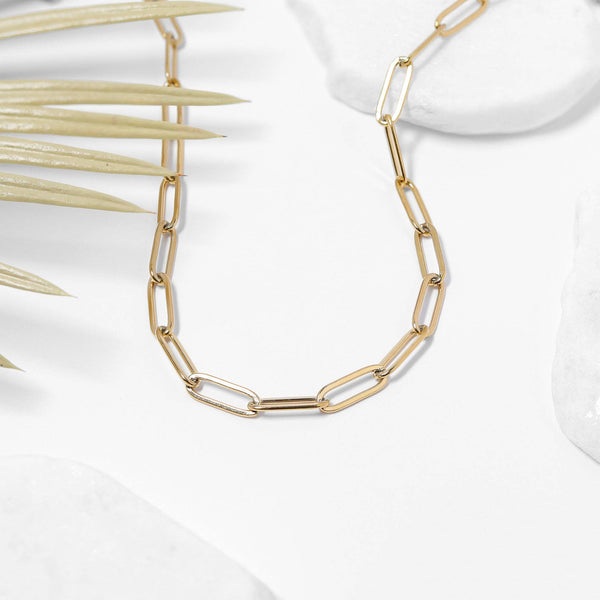 WJW - 18K Gold Paperclip Chain Necklace: 18+02" / 4mm