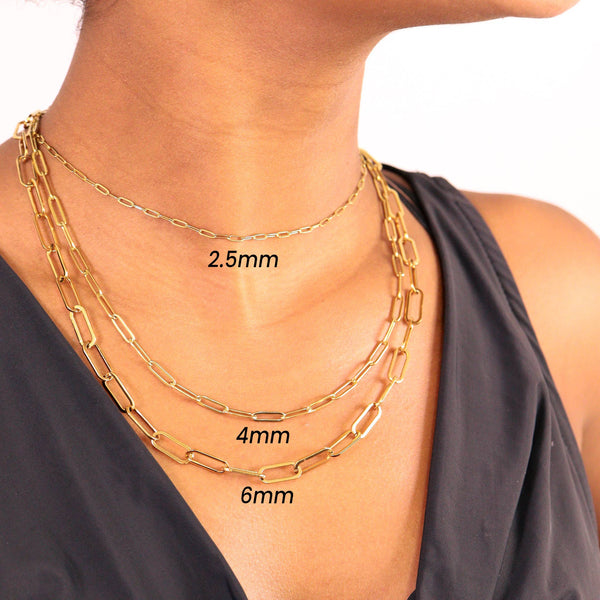 WJW - 18K Gold Paperclip Chain Necklace: 18+02" / 4mm
