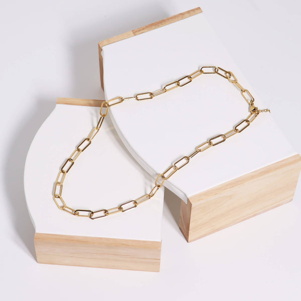 WJW - 18K Gold Paperclip Chain Necklace: 18+02" / 4mm