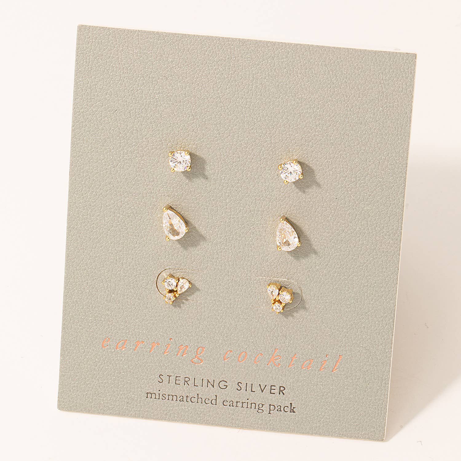 Fame Accessories - Sterling Silver Mismatched Stud Earrings Set: G
