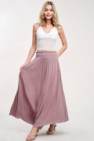 La Miel - JAP4176-Lightweight Spring Summer Maxi Skirt: S / Marsala