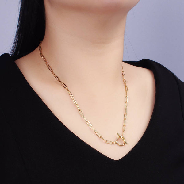 Aim Eternal - 14K Gold Filled Toggle Clasps Paperclip Chain 19in  Necklace: Gold