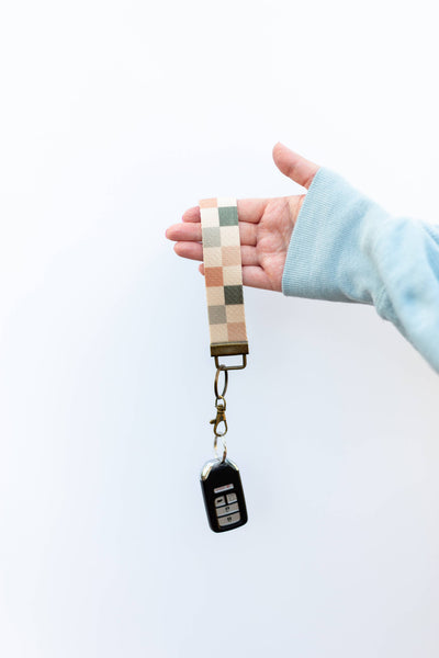 Frederick Family Co. - Canvas Wrist Keychain Lanyard, Custom Lanyard, Key Fob Wrist: #14 Boho Checker / 1.25 Inches Wide (size pictured)