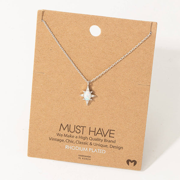 Fame Accessories - Mini Star Opal Pendant Necklace: G