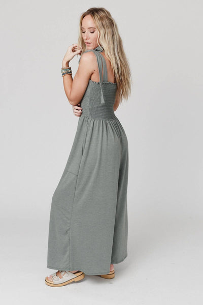 Three Bird Nest - Daytripper Wide Leg Jumpsuit - Light Olive: M