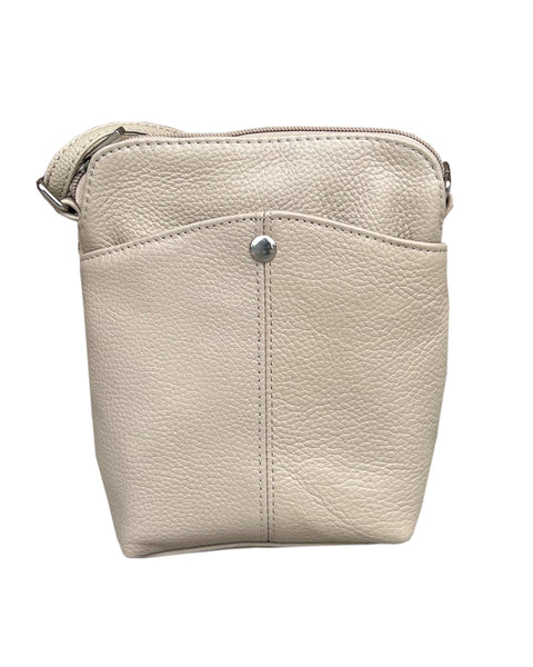 Roma Leathers - W026 Cowhide Women Mini crossbody shoulder bag phone pouch: Cream