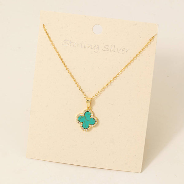 Fame Accessories - Sterling Silver Clover Pendant Necklace: GMO