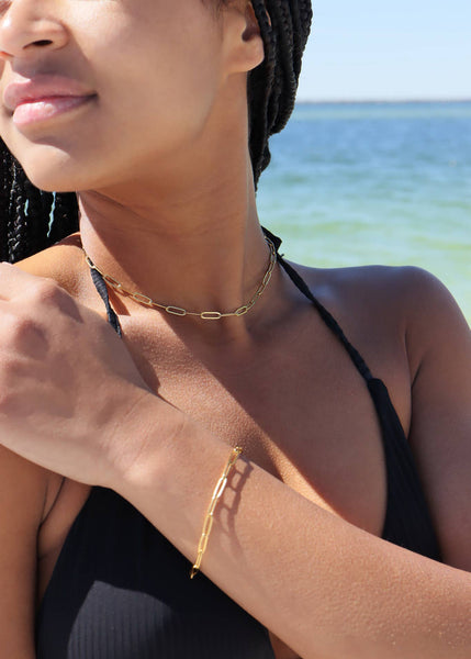 WJW - 18K Gold Paperclip Chain Necklace: 18+02" / 4mm