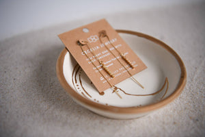 Cecelia Designs Jewelry - Gold Plated Threader Earrings with Gold Charm: Faceted Bead