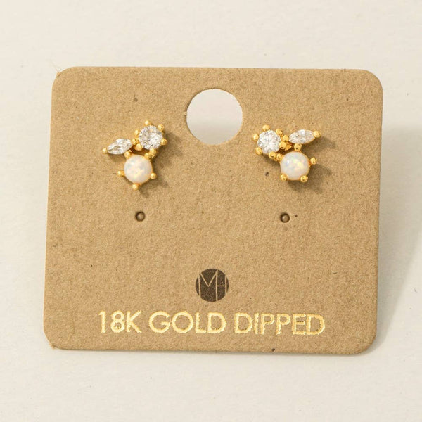 Fame Accessories - Mini Triple Rhinestone Stud Earring: G