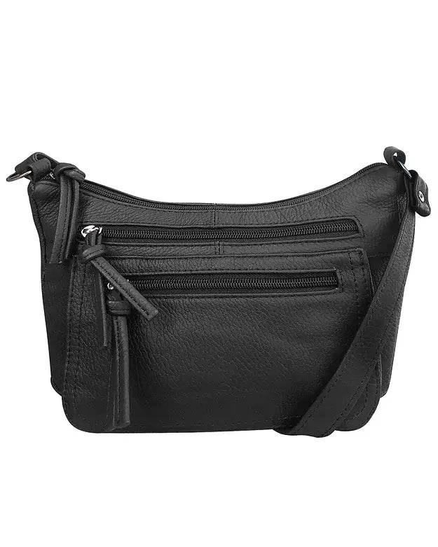 Roma Leathers - W006 cowhide leather crossbody shoulder bag: Black