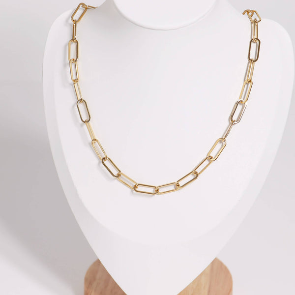 WJW - 18K Gold Paperclip Chain Necklace: 18+02" / 4mm