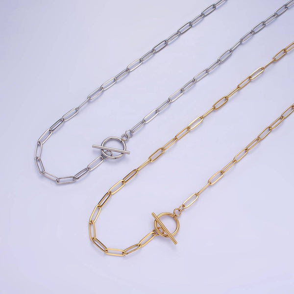 Aim Eternal - 14K Gold Filled Toggle Clasps Paperclip Chain 19in  Necklace: Gold