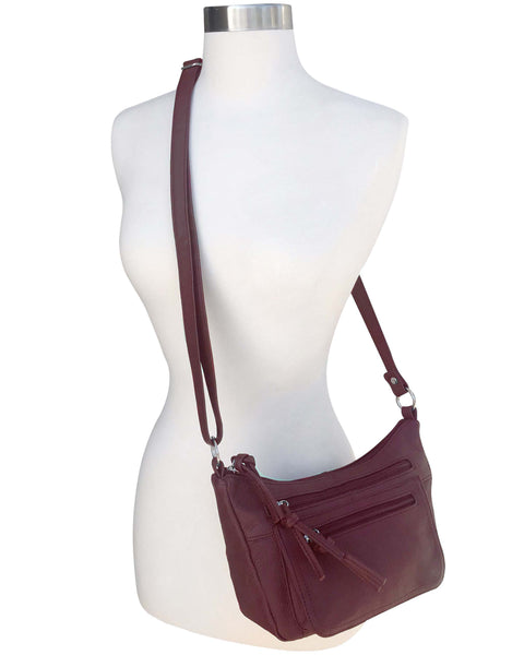 Roma Leathers - W006 cowhide leather crossbody shoulder bag: Black