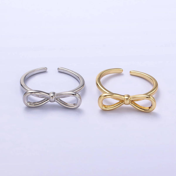 Aim Eternal - 14K Gold Filled Minimalist Open Ribbon Bow Ring : SLIVER