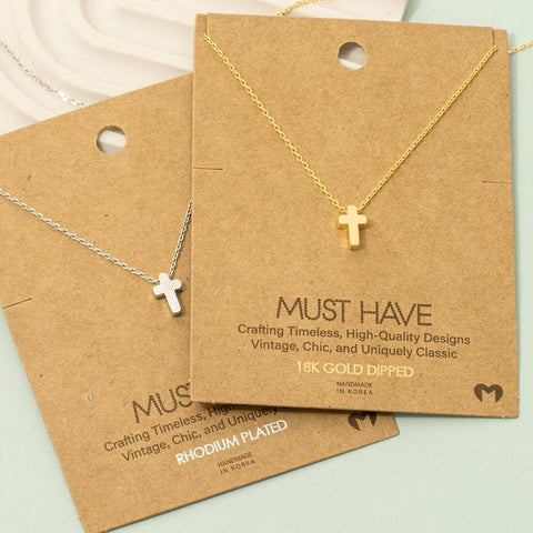 Fame Accessories - Dainty Mini Cross Pendant Necklace: G