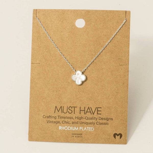 Fame Accessories - Gold Dipped Mother Of Pearl Clover Pendant Necklace: G