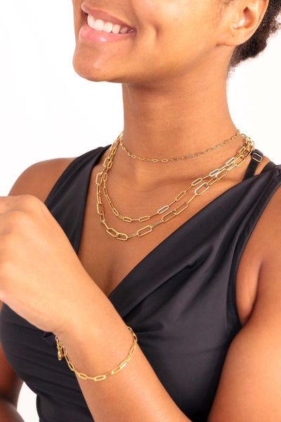 WJW - 18K Gold Paperclip Chain Necklace: 18+02" / 4mm