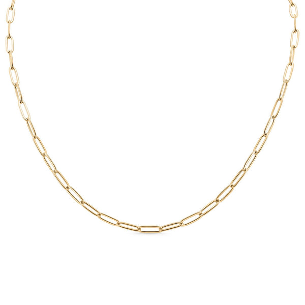 WJW - 18K Gold Paperclip Chain Necklace: 18+02" / 4mm