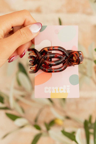 Shop ANDi - Overlapping Flat Claw Clip: Brown