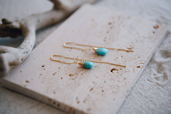 Cecelia Designs Jewelry - Gemstone and Gold-Plated Threader Earrings Mother's Day Gift: Moonstone