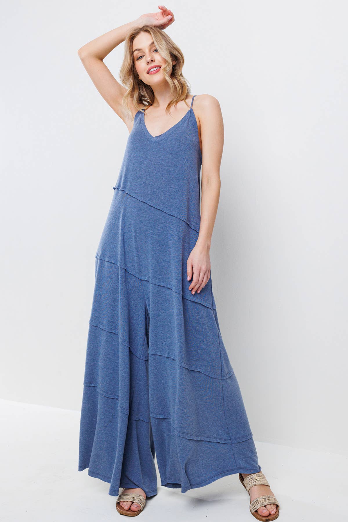 Ces Femme - Solid Jumpsuit With Pockets / BJ6854: S-M-L (2-2-2) / DENIM