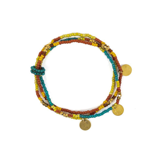 Altiplano - Triple Strand Beaded Stretch Bracelet: Eucalyptus bark