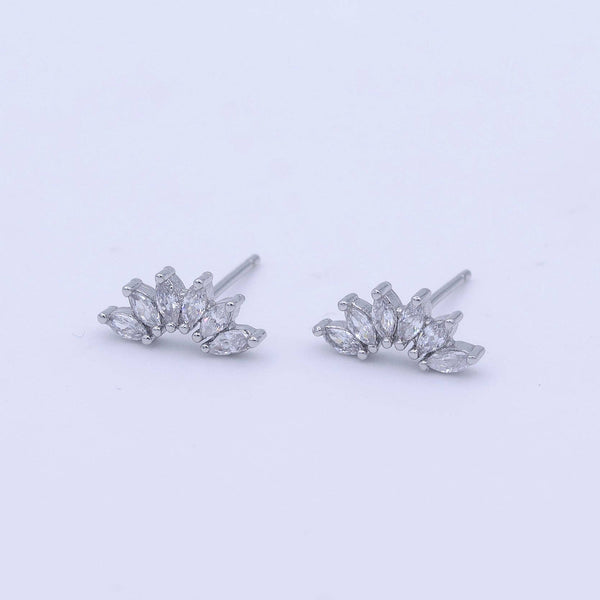 Aim Eternal - White Gold Filled Dainty Silver Marquise Cluster Dainty Stud Earrings | Y272