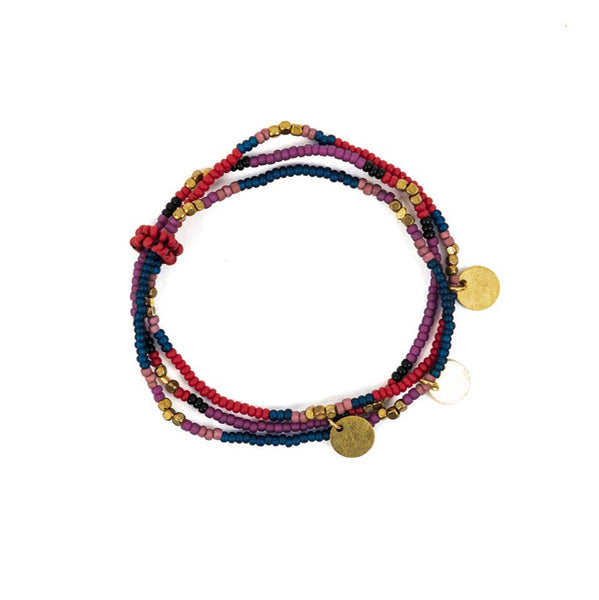 Altiplano - Triple Strand Beaded Stretch Bracelet: Eucalyptus bark