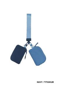 Vanilla Monkey - Dual Pouch Wristlet Keychain Wallet: NAVY/TITANIUM / 1 (ONE SIZE)
