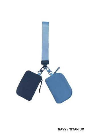 Vanilla Monkey - Dual Pouch Wristlet Keychain Wallet: NAVY/TITANIUM / 1 (ONE SIZE)