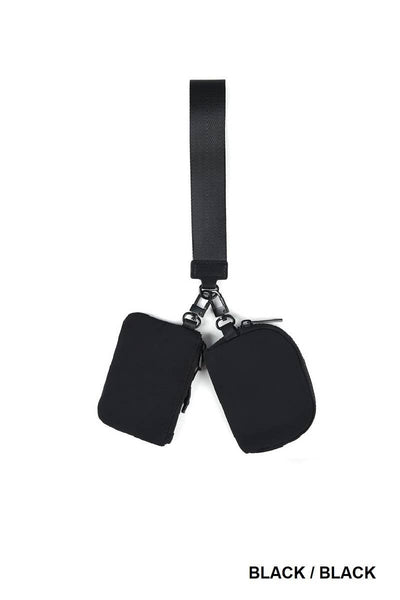 Vanilla Monkey - Dual Pouch Wristlet Keychain Wallet: WHITE/ARMY GREEN / 1 (ONE SIZE)