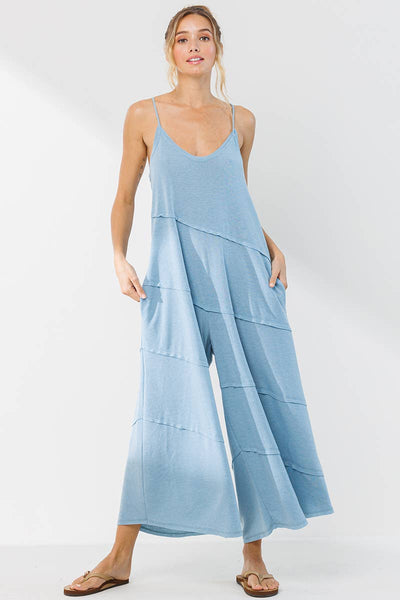 Ces Femme - Solid Jumpsuit With Pockets / BJ6854: S-M-L (2-2-2) / DENIM