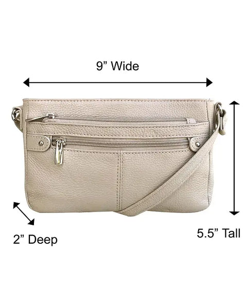 W007 cowhide leather crossbody: Cream