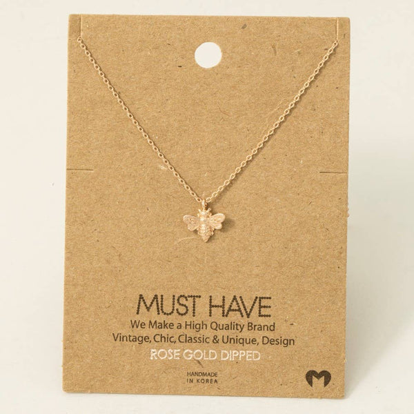Fame Accessories - Gold Dipped Mini Bee Pendant Necklace: G
