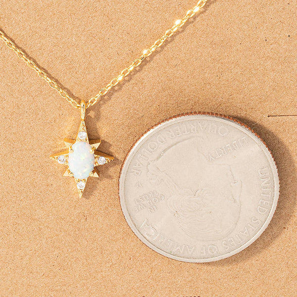 Fame Accessories - Mini Star Opal Pendant Necklace: G